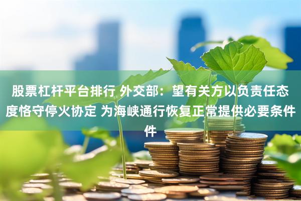 股票杠杆平台排行 外交部：望有关方以负责任态度恪守停火协定 为海峡通行恢复正常提供必要条件